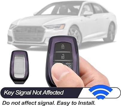 MECHCOS Compatible with Toyota Tacoma Venza Corolla Grand Highlander Prius Land Cruiser Sienna Sequoia Tundra Crown RAV4 Prime Purple Black TPU Key Fob Cover Case Remote Holder Protector Accessories
