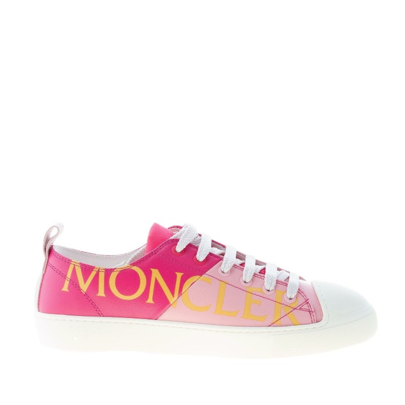 MONCLER Womens Shoes Linda Sneaker Two Tone Pink Leather Maxi Screen Graphy